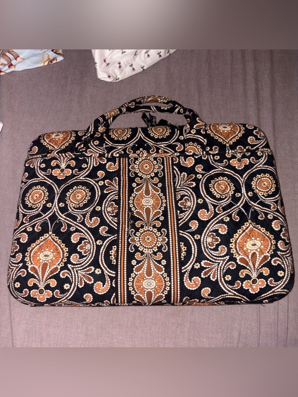 Hard Case VERA BRADLEY Quilted Floral Paisley Laptop Tote - Black & Brown